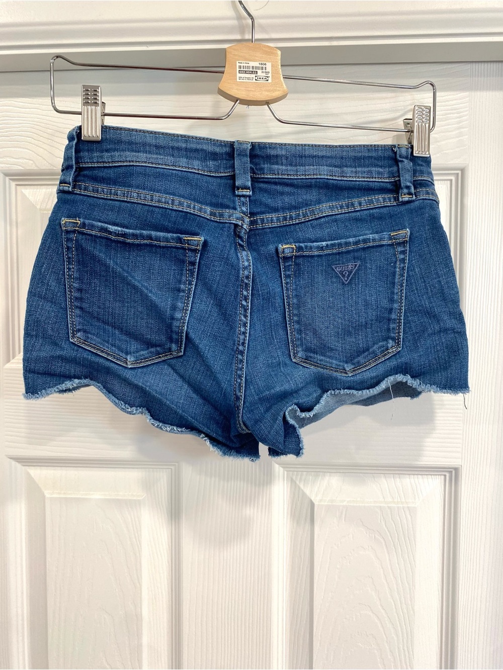 GUESS Blue Distressed Denim Cutoff Shorts - Picture 3 of 5